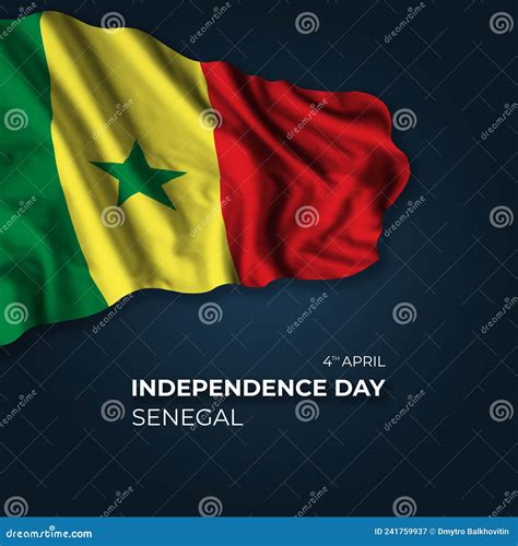 Senegal Independence Day Greetings Card With Flag Stock Illustration