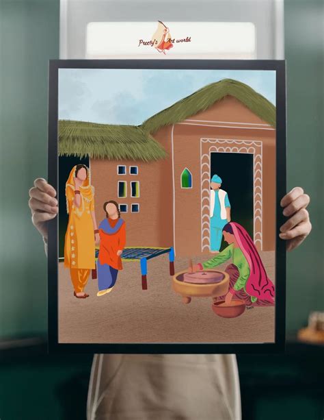 Punjabi Village Culture Painting Poster Print I Punjabi Decor Ideas I