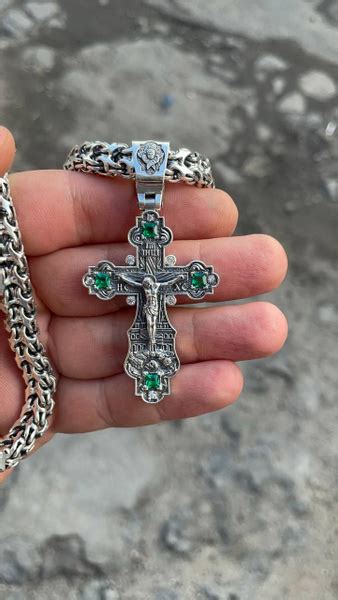 Комплект мужской, цепь рамзес 100гр и Православный крест с фианитами ...