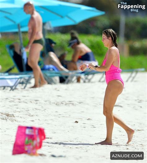 Lydia Bright Sexy Shows Off Her Beautiful Figure Wearing A Hot Pink Swimsuit At The Beach With