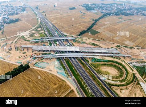 Aerial Photo Shows The Construction Of A High Speed Interchange In