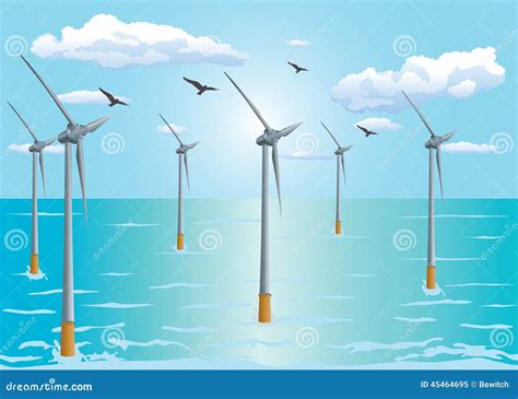 Floating Offshore Wind Turbine Stock Vector Illustration Of Power Floating 45464695