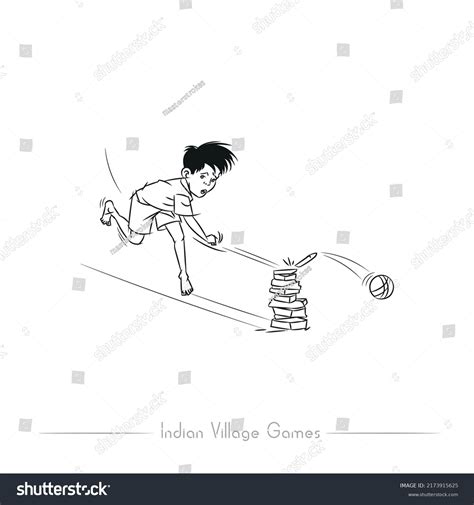 Indian Village Games Line Drawing Illustration Stock Vector Royalty Free 2173915625 Shutterstock