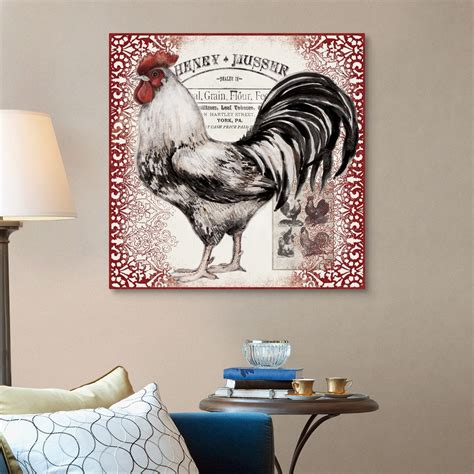 Black And White Rooster Canvas Wall Art Print Rooster Home Decor Ebay