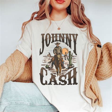 Johnny Cash Shirt Johnny Cash Cowboy Western Shirt Johnny Etsy Uk