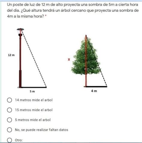 Un Poste De Luz De 12 M De Alto Proyecta Una Sombra De 5m A Cierta Hora