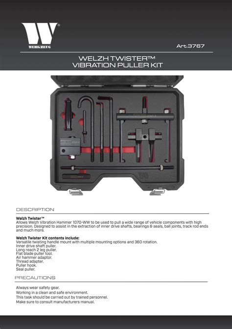 Welzh Werkzeug Universal Puller Kit Vibration Air Hammer Fjw Garage