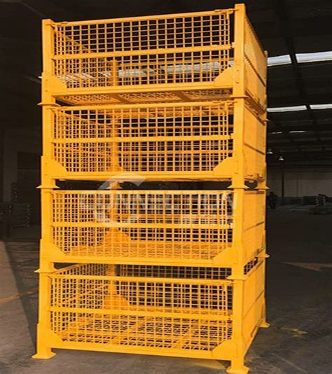 Heavy Duty Stackable Container And Foldable Steel Pallet Box Cage