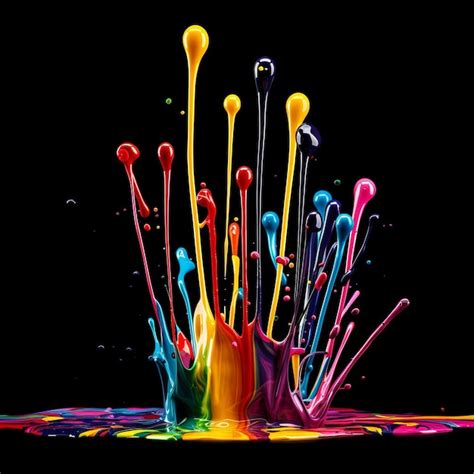 Premium Photo Colorful Paint Splashes Isolated On Black Background