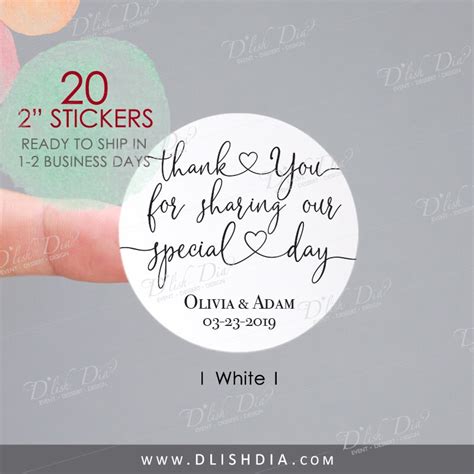 Thank You For Sharing Our Special Day Stickerscustom Wedding Etsy