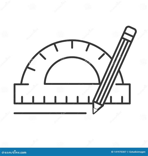 Protractor Pencil Graphic Design Tools Stock Vector - Illustration of ...