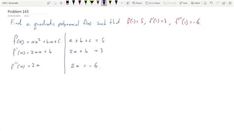 Find A Quadratic Polynomial Such That F15 F13 And F1 6