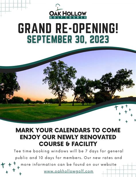 Grand Re-Opening! - Oak Hollow Golf Course