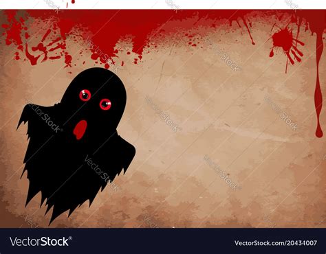 Ghost silhouette with red eyes on bloody grunge Vector Image