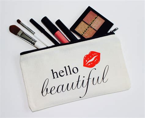 Hello Beautiful Make Up Bag Personalized Cosmetic Bag Bridesmaid Gift