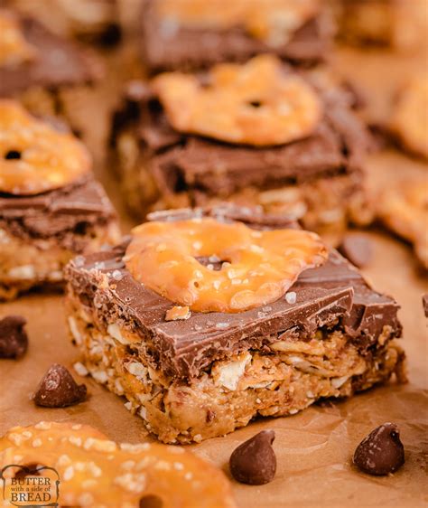 No Bake Peanut Butter Pretzel Bars Butter With A Side Of Bread