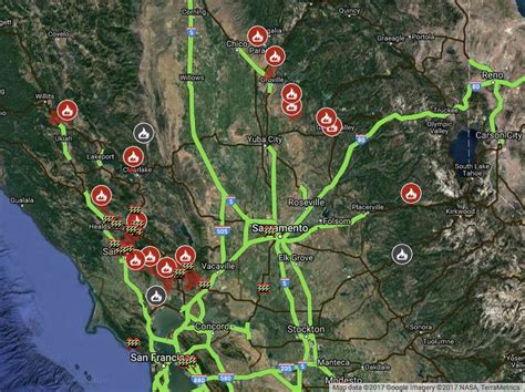 Highway And Road Closures In Northern California As Wildfires Persist