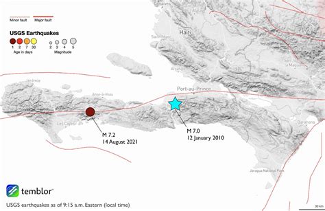 Location of Haiti earthquake, 14 August 2021 - Temblor.net