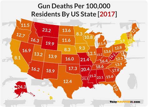 New Label Gun Deaths Per 100 000 Residents In Us R Mapporn