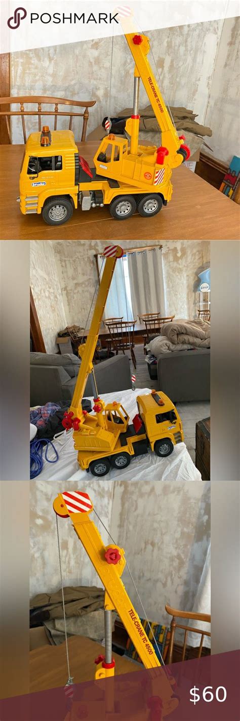 BRUDER MAN Yellow TELE-CRANE TC 4500 Truck ~ TGA 41.440 Made in GERMANY ...