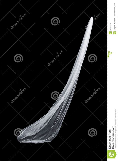 Wedding White Bridal Veil Isolated On Black Background Stock Photo