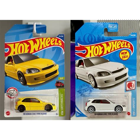 Hot Wheels ‘99 Honda Civic Type R Ek9 White And Yellow Shopee Philippines