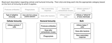 Solved Read Each Description Regarding Cellular And Humoral