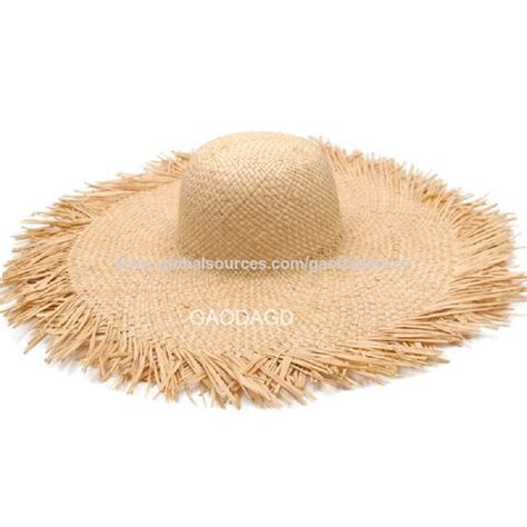 Summer High-end Exquisite Hand-knitted Raffia Raw Edge Design Support Customized Straw Hats $7.5 ...