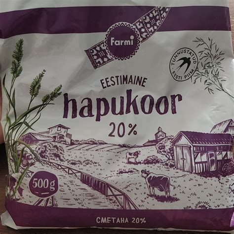 Сметана 20% Farmi - калорийность, пищевая ценность ⋙ TablicaKalorijnosti.ru
