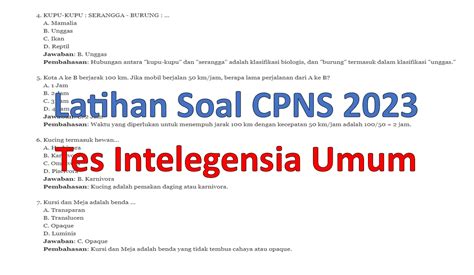 41 Latihan Soal CPNS 2023 Tes Intelegensia Umum Lengkap Jawaban Dan