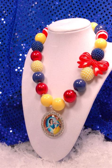 Snow White Rhinestone Necklace Chunky Beaded Necklace Disney Etsy