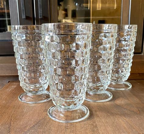 Colony Whitehall Tumblers Vintage Indiana Glass Clear Footed Etsy