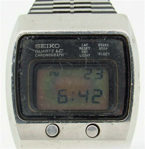 Vintage Seiko Quartz Lc Chronograph Digital Lap Black Pvd Mens Watch