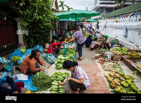 Vegetable Vendors At The Morning Market Luang Prabang Luang Prabang