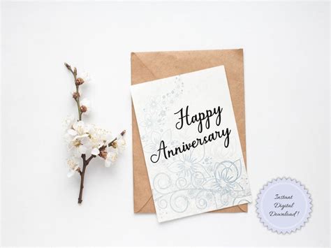 Printable Happy Anniversary Card Design, DIY Anniversary Card, Digital ...