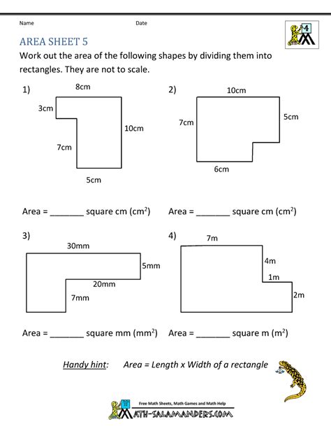 Area Worksheet Grade