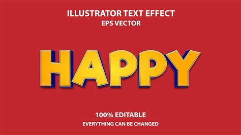 Feliz Efecto De Texto Editable Vector Premium