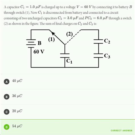 A Capacitor G 10 μf Is Charged Up To A Voltage V 60 V By Connecting It