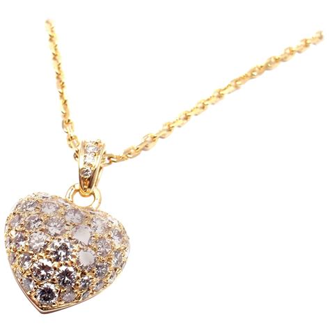 Cartier Diamond Heart Yellow Gold Pendant Necklace For Sale At 1stdibs