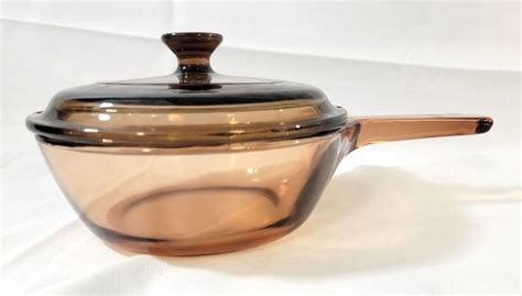 Vintage Corning Ware Visions Amber L Saucepan W Pyrex Lid P Made