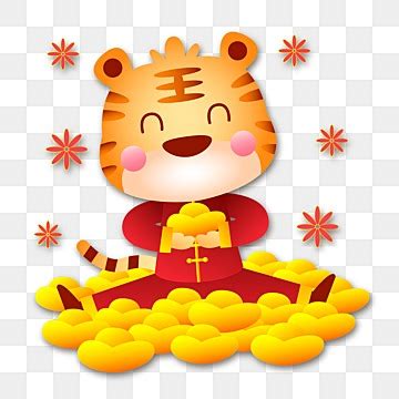 China New Year Year Of The Tiger Lunar Calendar Cartoon Tiger Ingots