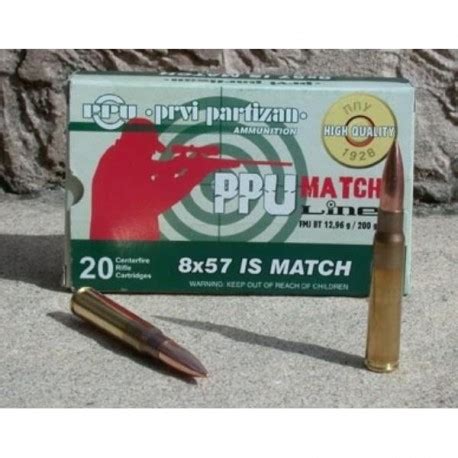 Cartouches PARTIZAN CAL 8X57 JS 200 GRS FMJ BT MATCH Lot De 1000 KLB