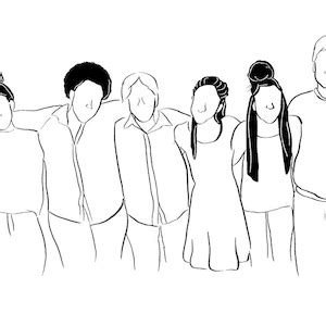 7 People Custom Family Portrait Line Drawing - Etsy