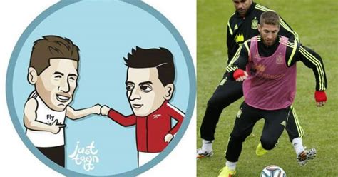 Mezut Zil Le Dese Suerte Con Una Caricatura A Sergio Ramos