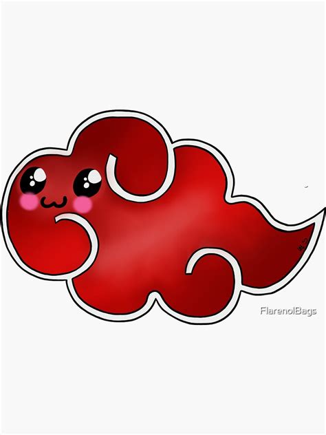 Kawaii Red Anime Cloud Sticker For Sale By Flarenolbags Redbubble