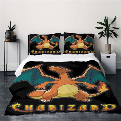 Custom Charizard Three-piece Quilt Cover Set Christmas Gift Pillowcase ...