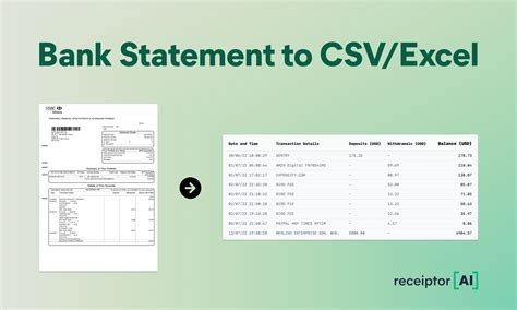 Bank Statement To Csv Excel Tools Receiptor Ai