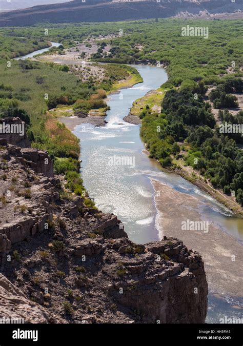 Rio Grande River From Hot Springs Canyon Trail Rio Grande Village Big