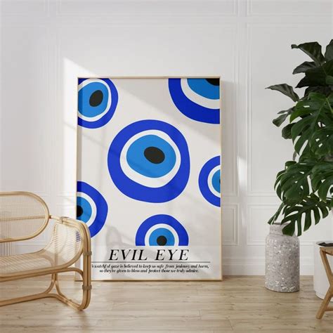 Evil Eye Art Print, Evil Eye poster, blue evil eye, Nazar art print, printable poster ...