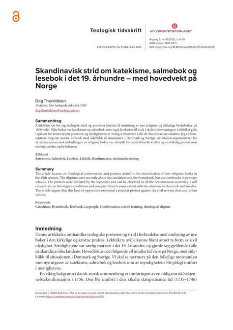 PDF Skandinavisk Strid Om Katekisme Salmebok Og Lesebok I Det 19